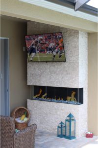 Rock wall with tv