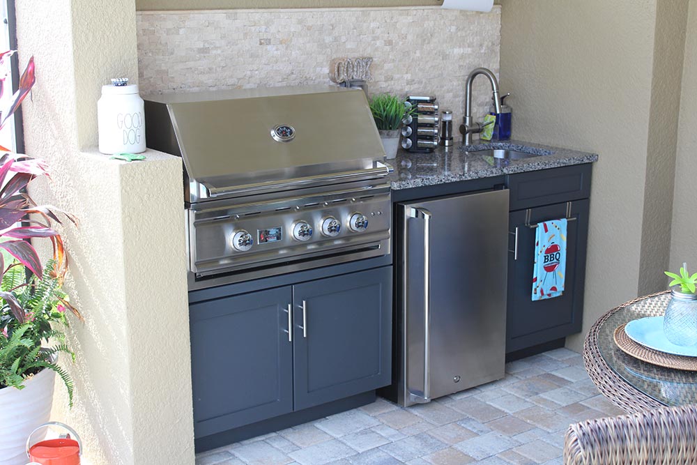 Ourdoor Kitchen Construction Project Tampa Florida - Custom Cabinets and Grill