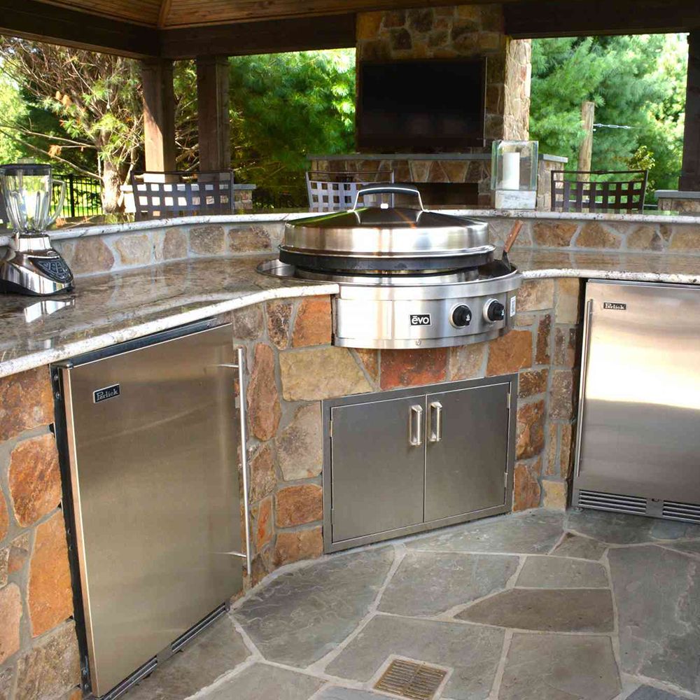 built in evo grill in outdoor kitchen