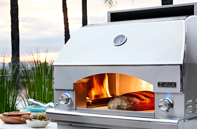 baking bread in a Lynx Napoli pizza oven