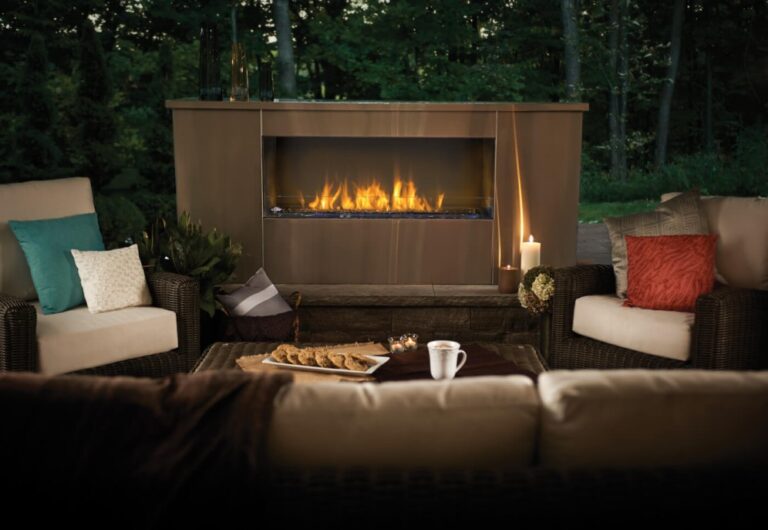 Napoleon Outdoor fireplace in patio space