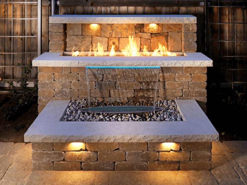 ambiance outside water and fire feature