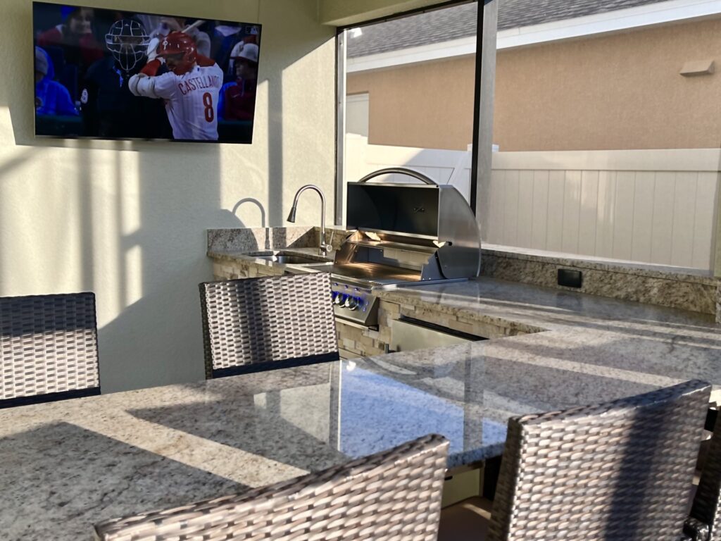 granite countertops in custom outdoor kitchen space 