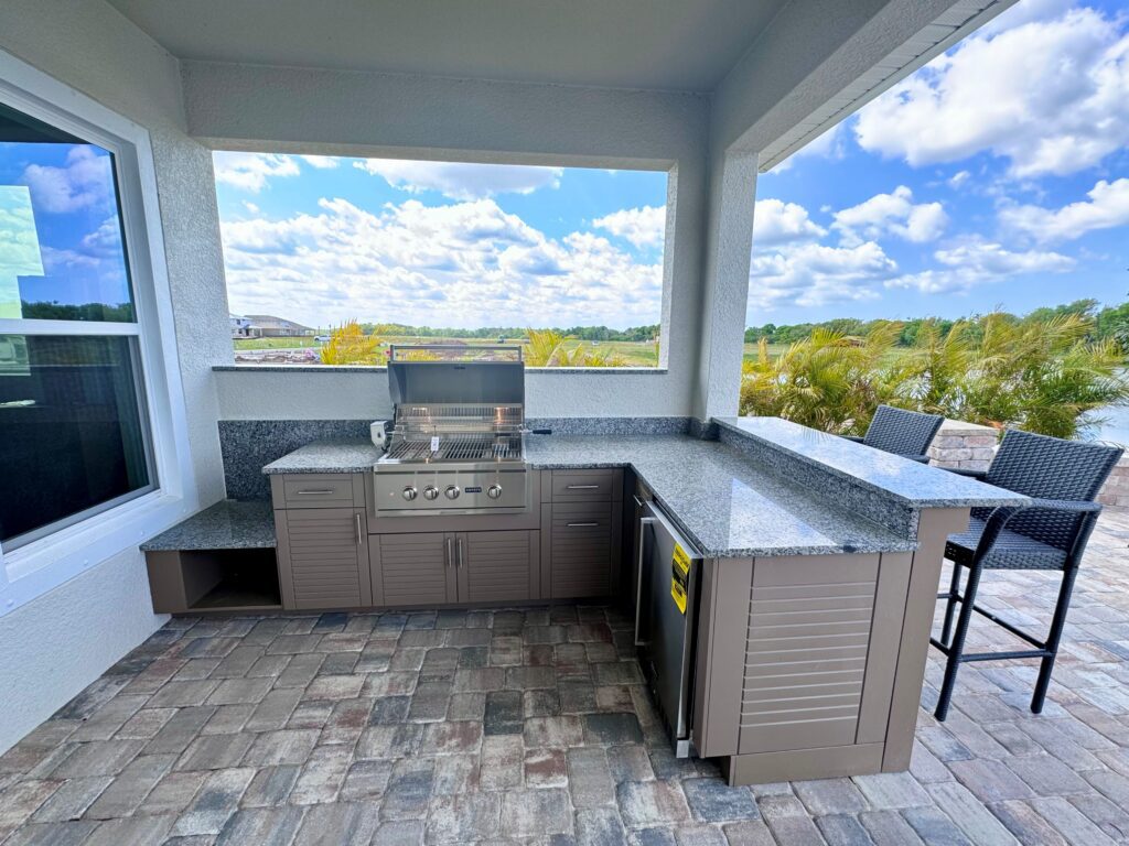 l-shaped kitchen with ocean-side view 